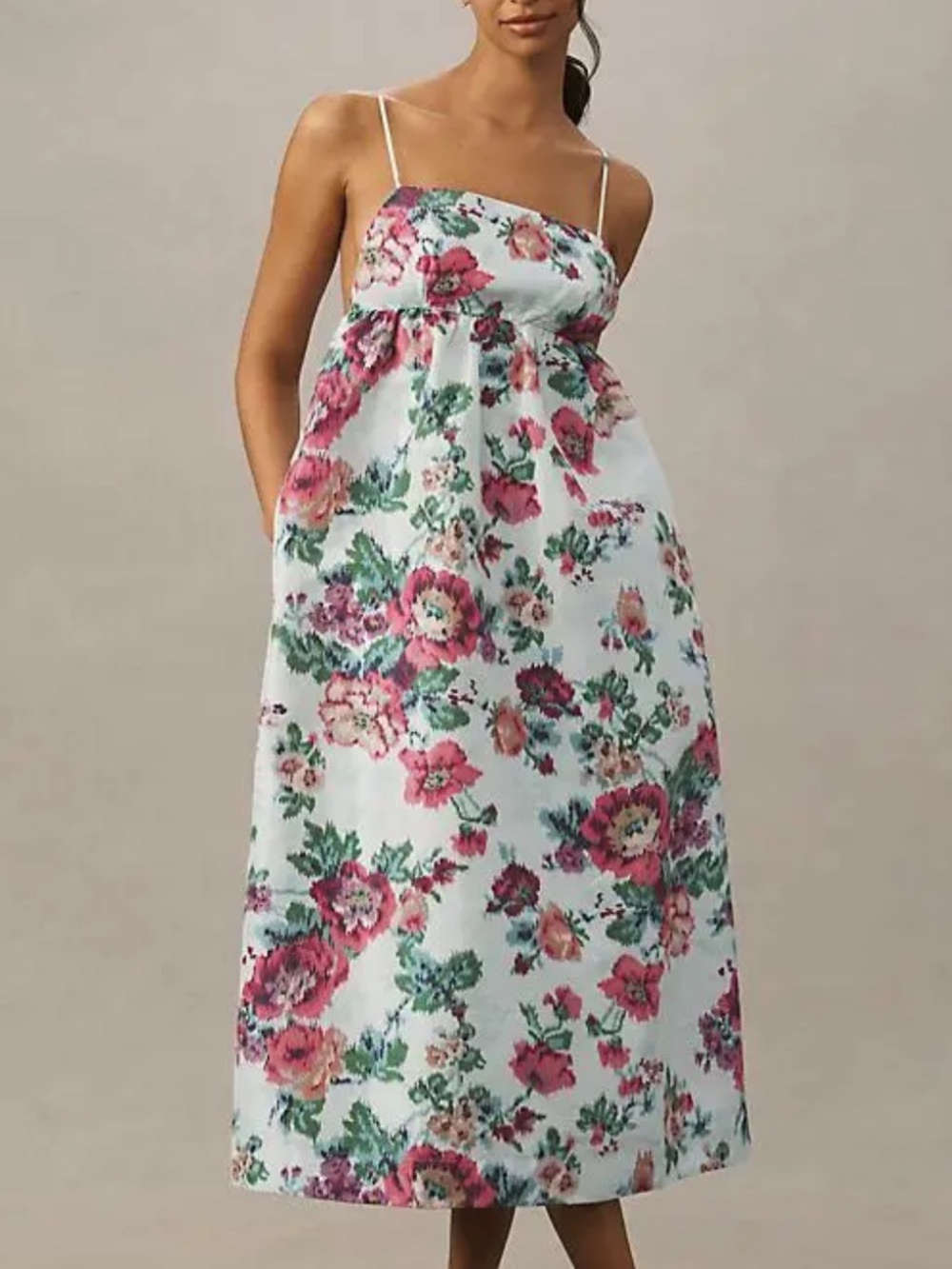 NWT ANTHROPOLOGIE BHLDN Sophia Apron-Top Jacquard Midi Dress Floral $248 MEDIUM